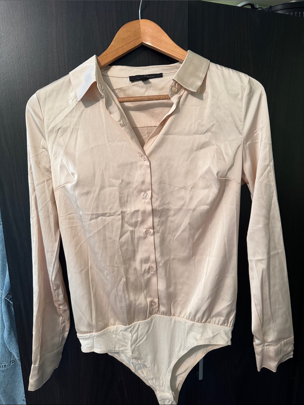 Light Cream Button-Front Bodysuit Blouse - Women's Top Fashion Nova 💛